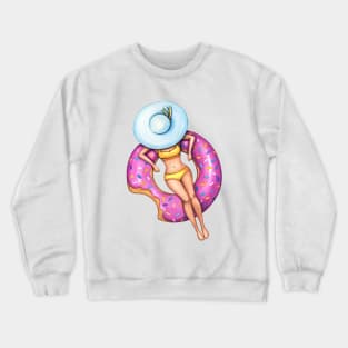 Pink donut girl Crewneck Sweatshirt